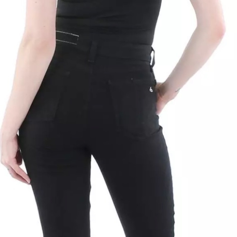 Rag & Bone Maddie Sz 28 Black High Rise Denim Cigarette Front Slip Bottom Jeans